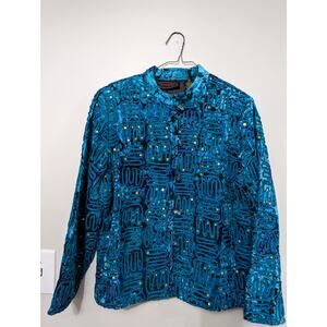 Women's Entice brand turquoise multicolor dress jacket size M